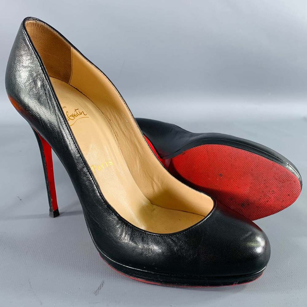 CHRISTIAN LOUBOUTIN Black Leather Platform Pumps - Picture 5 of 9